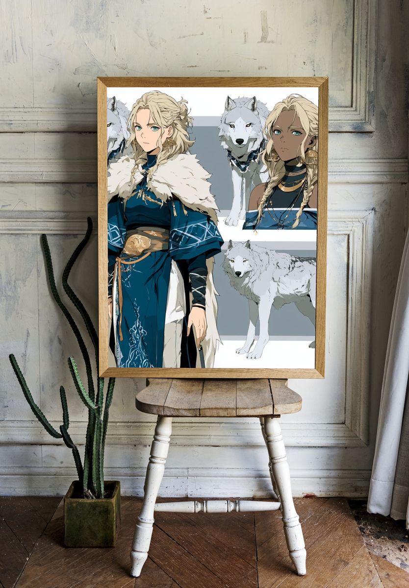 Wolf Companion Fantasy Illustration Poster. room preview