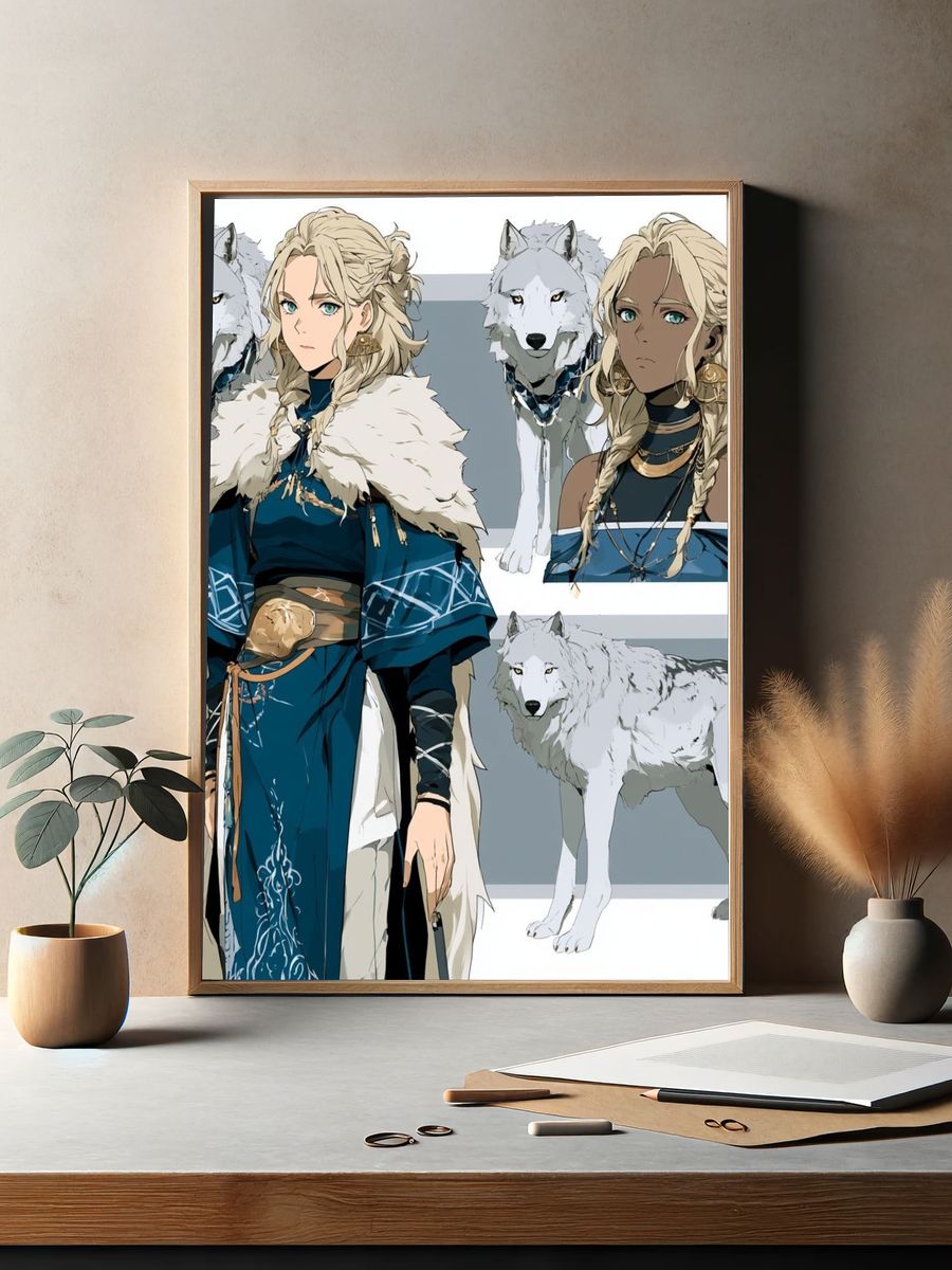 Wolf Companion Fantasy Illustration Poster. — room view 2