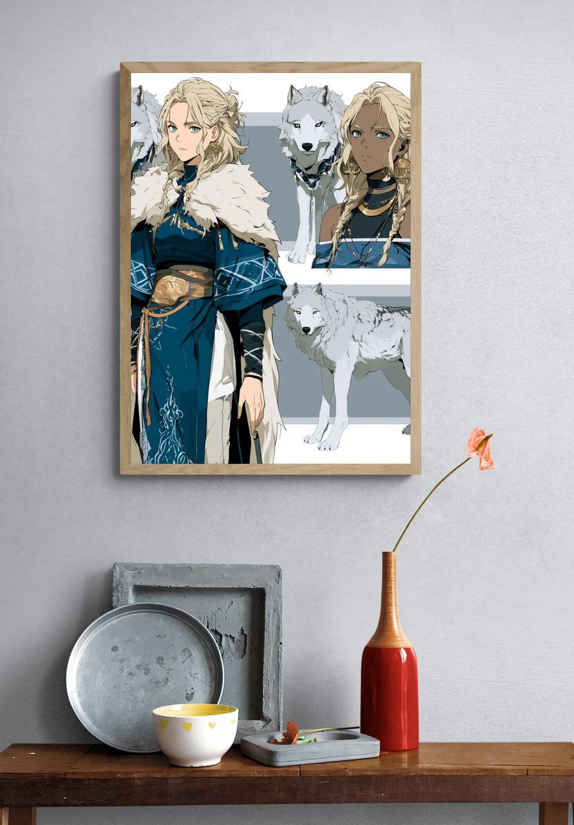 Wolf Companion Fantasy Illustration Poster. — room view 3