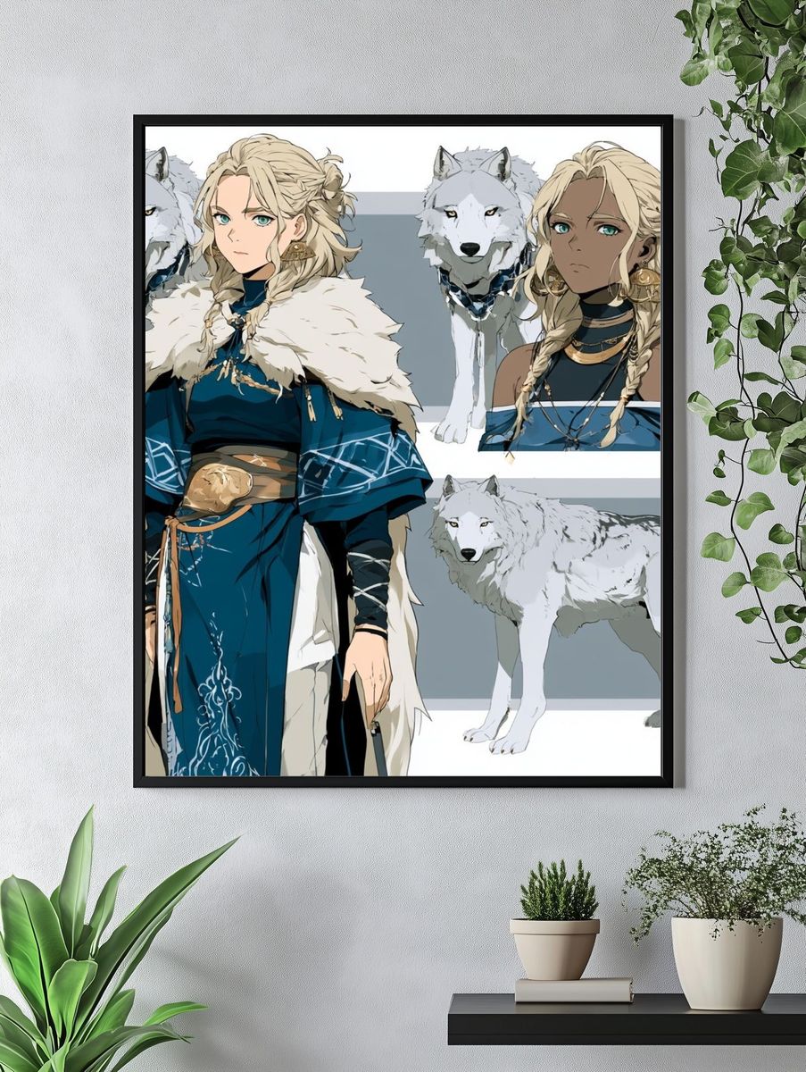 Wolf Companion Fantasy Illustration Poster. — room view 4