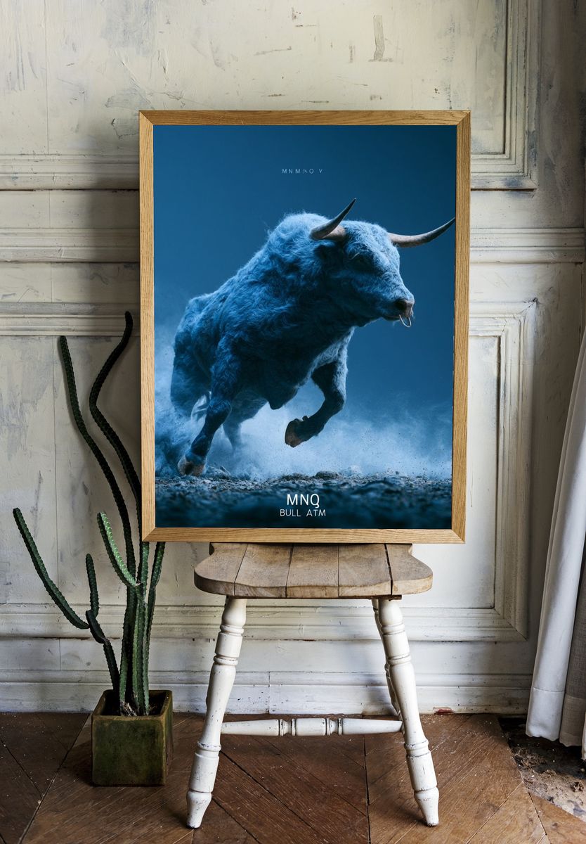 Charging Blue Bull Photography Poster. room preview