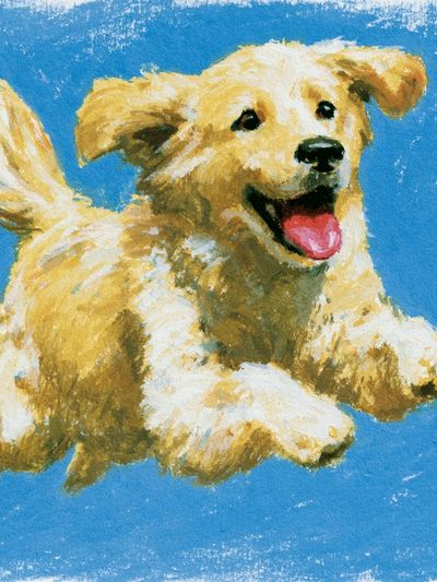 Happy Golden Retriever Watercolor Poster. poster