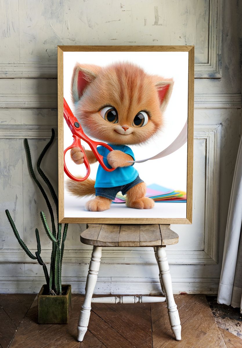 Cute Kitten Illustration Poster. room preview