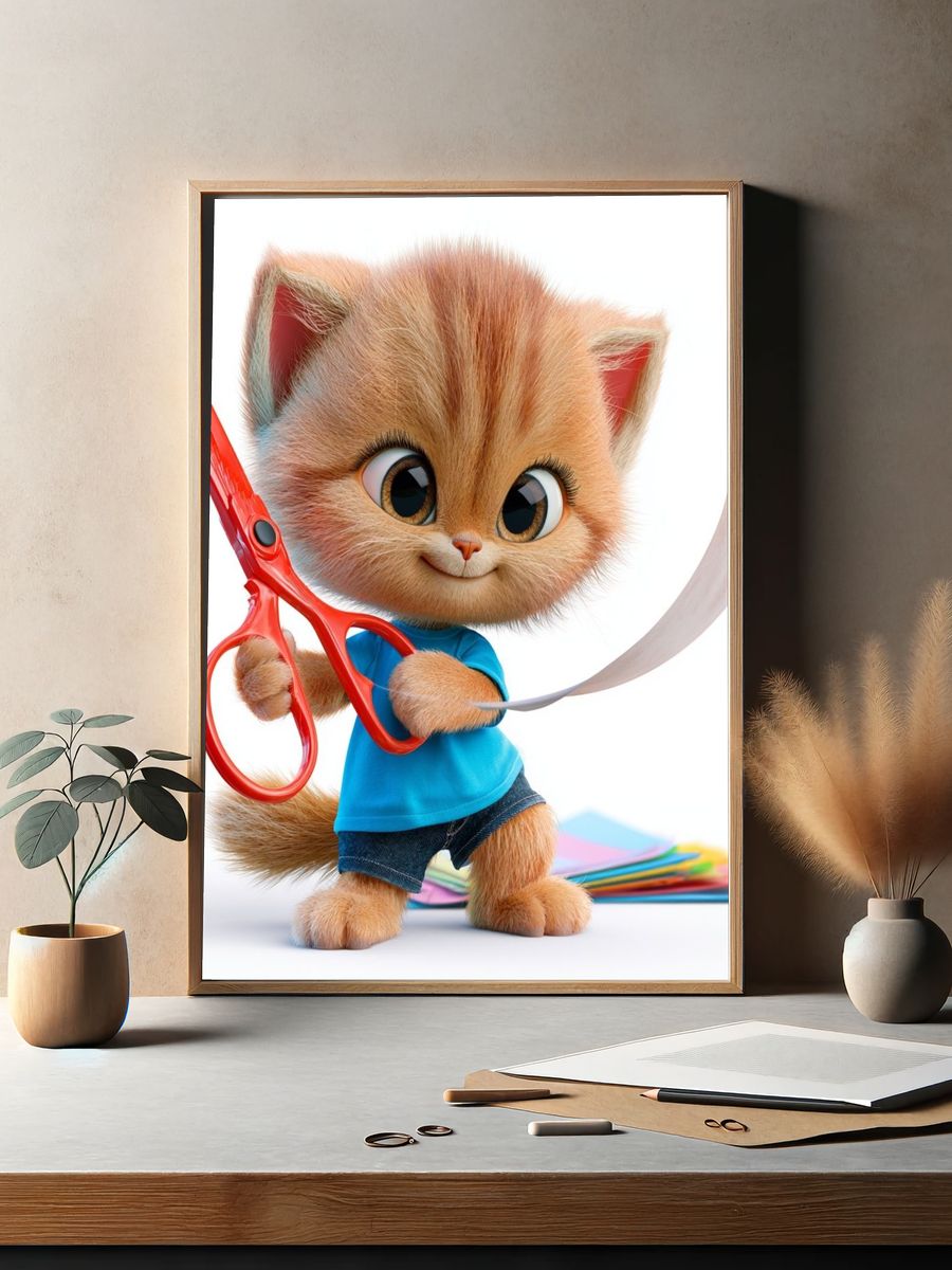 Cute Kitten Illustration Poster. — room view 2