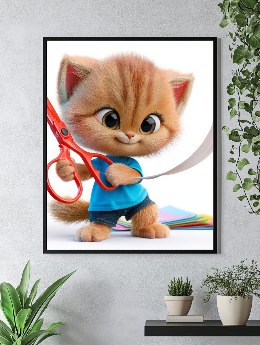 Cute Kitten Illustration Poster. — room view 4
