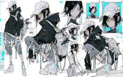 Cyberpunk Anime Girl Collage Print. poster