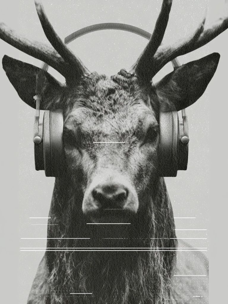 Headphone Deer Photography Poster. poster detail