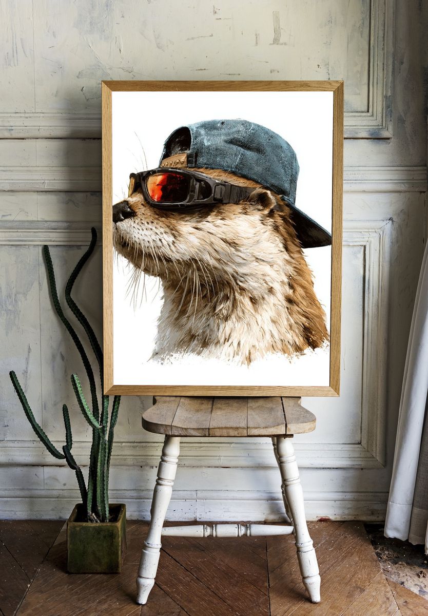Otter in Cap and Goggles Poster. room preview