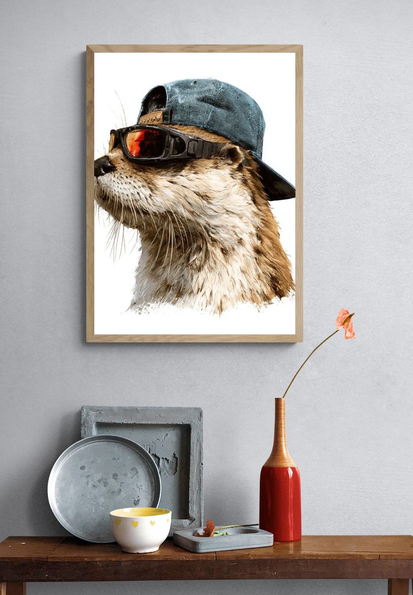 Otter in Cap and Goggles Poster. — room view 3