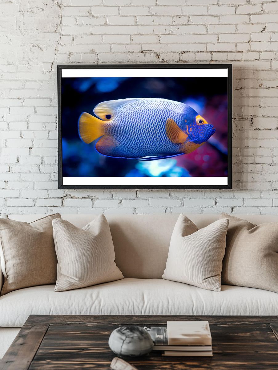 Blue Angelfish Photography Poster. — room view 1