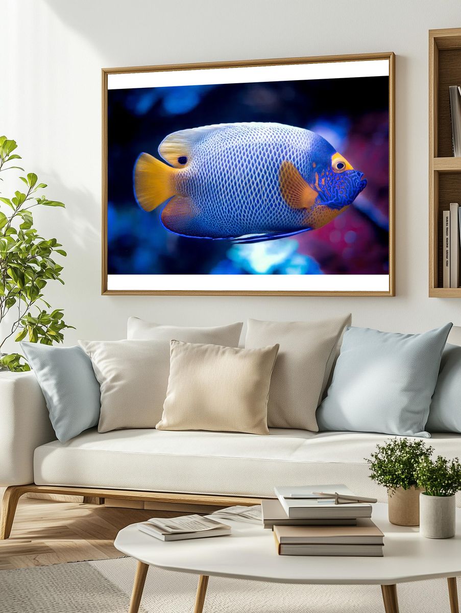 Blue Angelfish Photography Poster. — room view 2