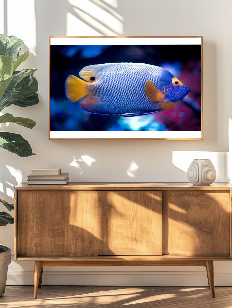 Blue Angelfish Photography Poster. — room view 3