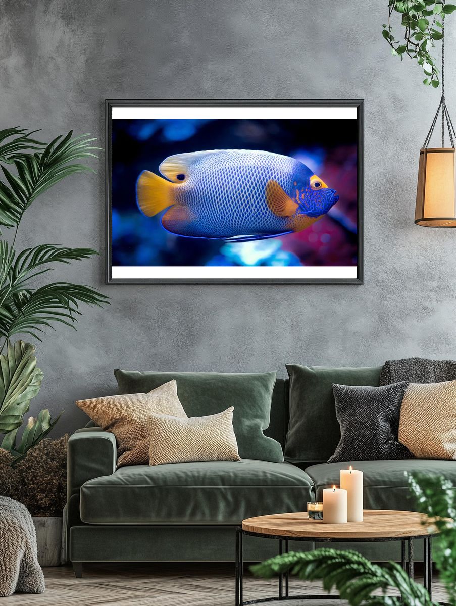 Blue Angelfish Photography Poster. — room view 4