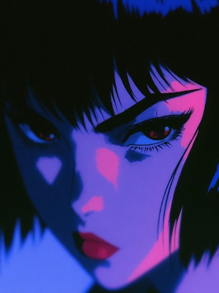Neon Anime Portrait Poster. poster detail