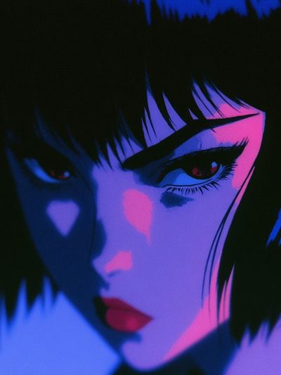 Neon Anime Portrait Poster.