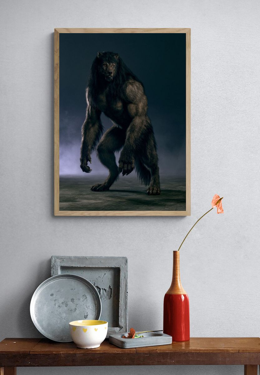 Werewolf Portrait Photography Poster. — room view 3