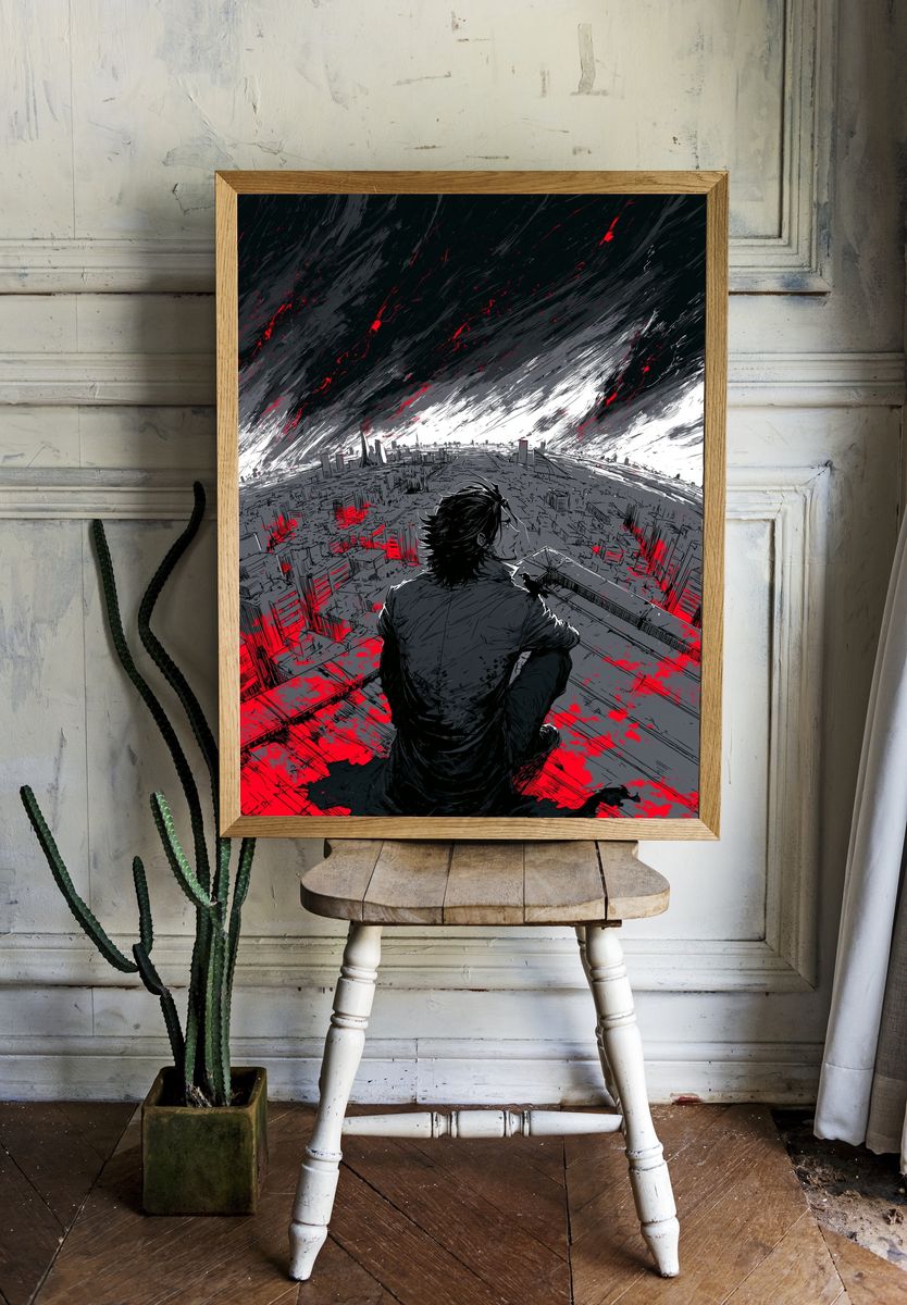 Apocalyptic Cityscape Manga Poster. room preview