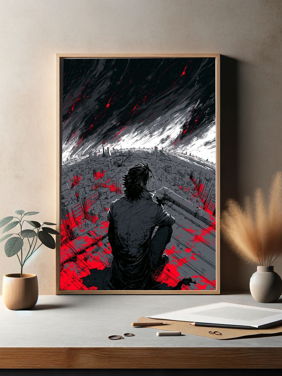 Apocalyptic Cityscape Manga Poster. — room view 2