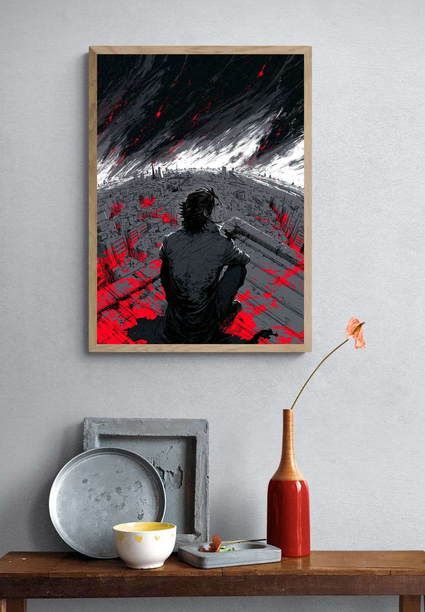 Apocalyptic Cityscape Manga Poster. — room view 3