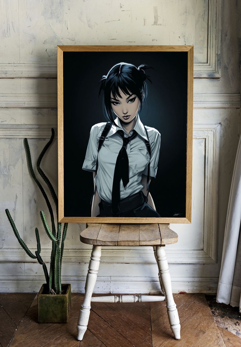 Anime Schoolgirl Portrait Poster room preview