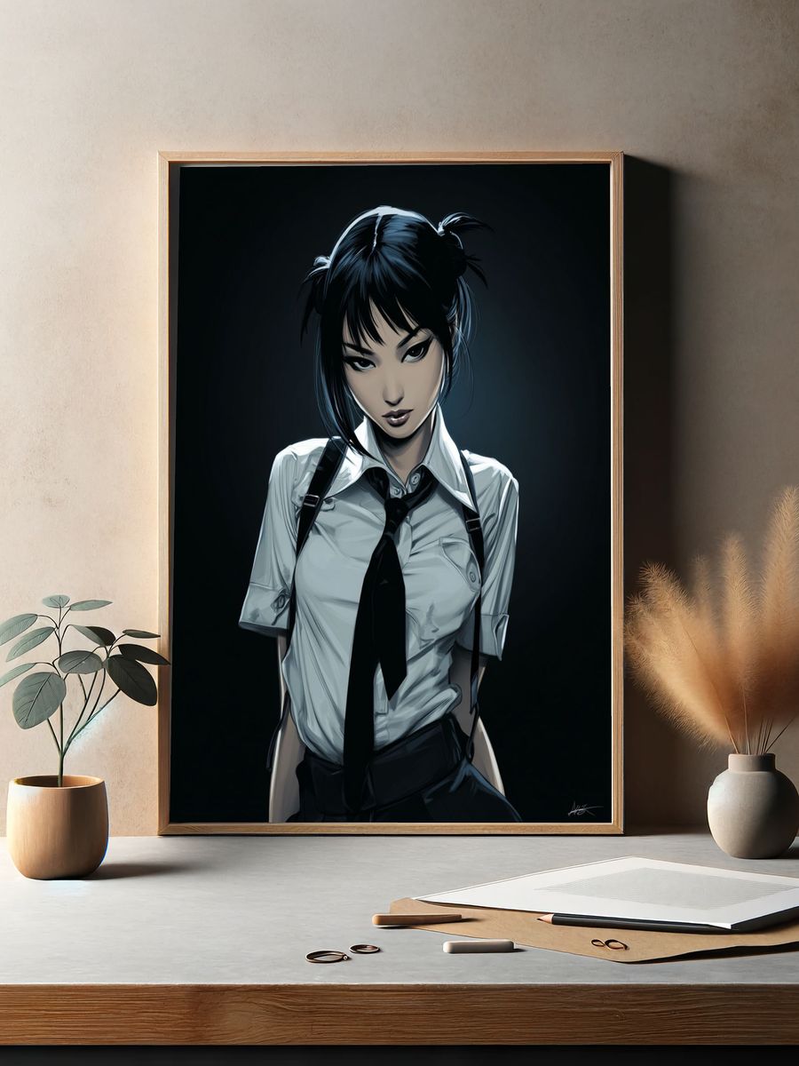 Anime Schoolgirl Portrait Poster. — room view 2