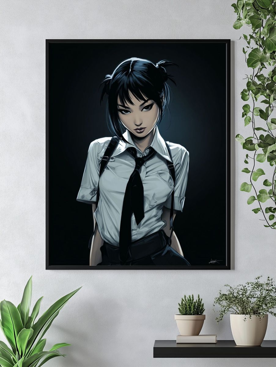 Anime Schoolgirl Portrait Poster. — room view 4