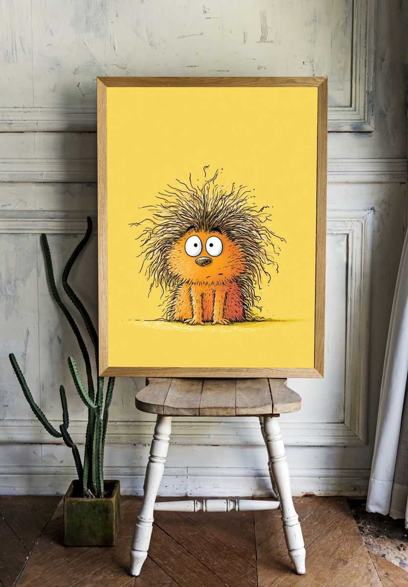 Cute Hedgehog Cartoon Poster. — room view 1