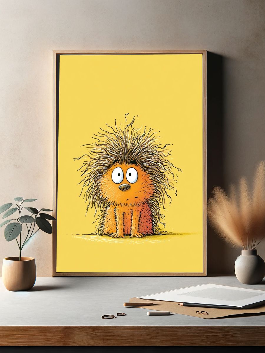 Cute Hedgehog Cartoon Poster. — room view 2