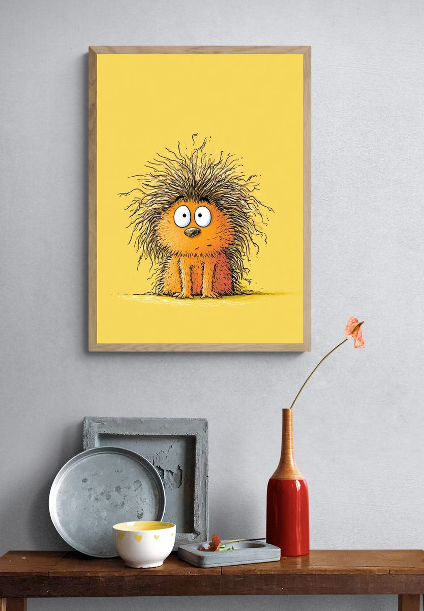 Cute Hedgehog Cartoon Poster. — room view 3