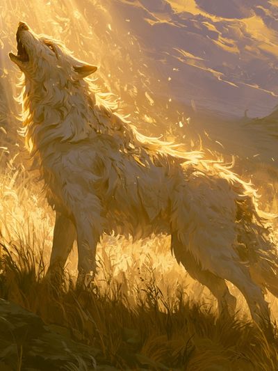 Howling Wolf Golden Light Print. poster