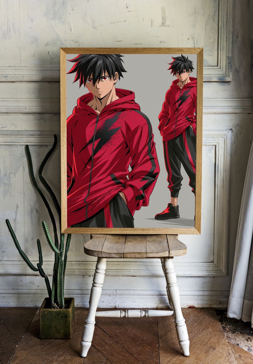 Anime Streetwear Character Print. room preview