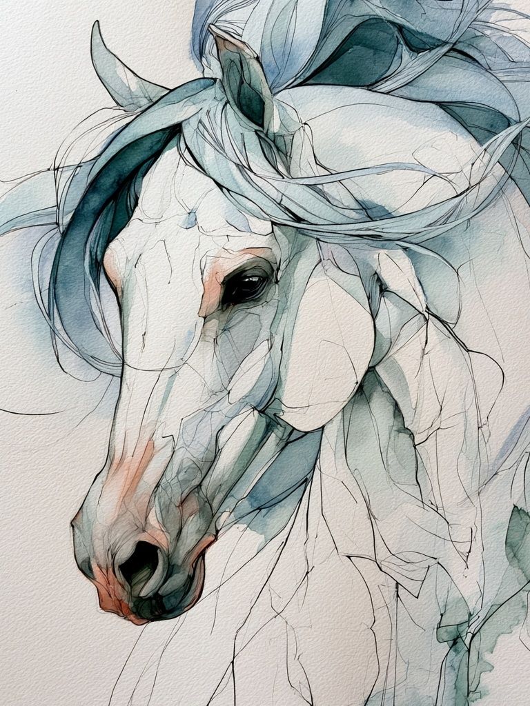 Dreamy Horse Watercolor Poster. poster detail