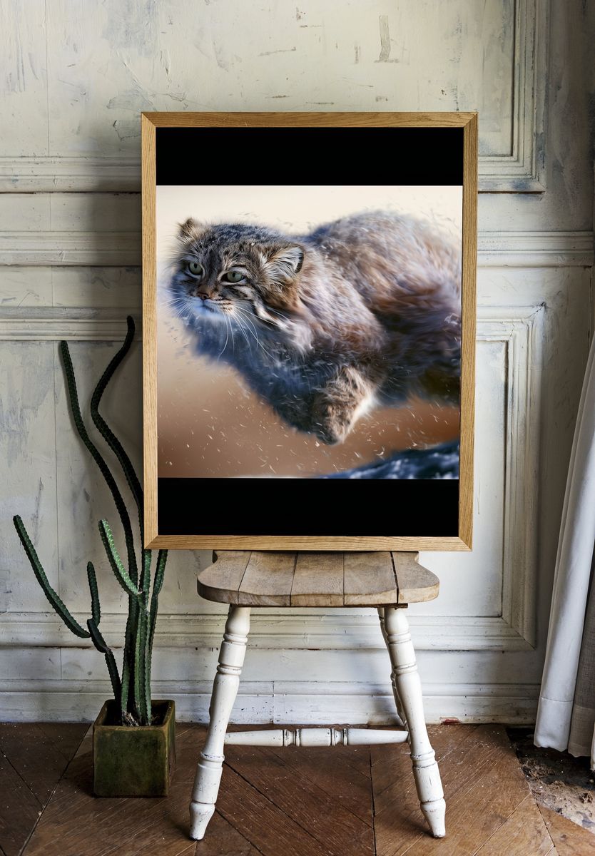 Wild Cat Motion Photography Poster. — room view 1
