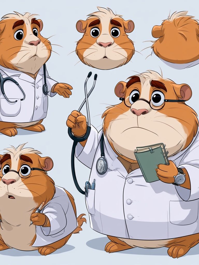 Doctor Guinea Pig Cartoon Poster. poster — animals art