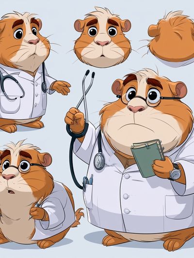 Doctor Guinea Pig Cartoon Poster.