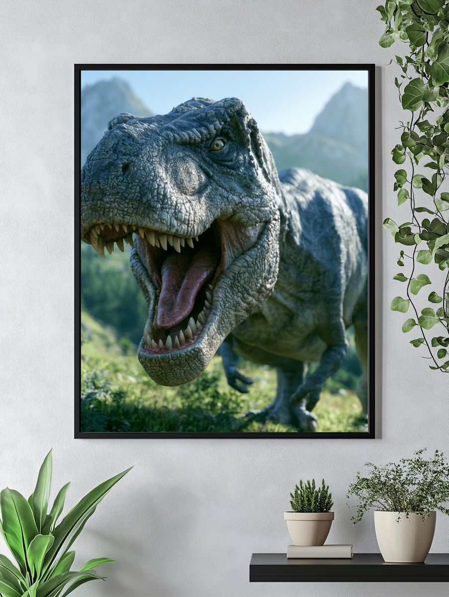 Roaring T-Rex Dinosaur Poster. — room view 4
