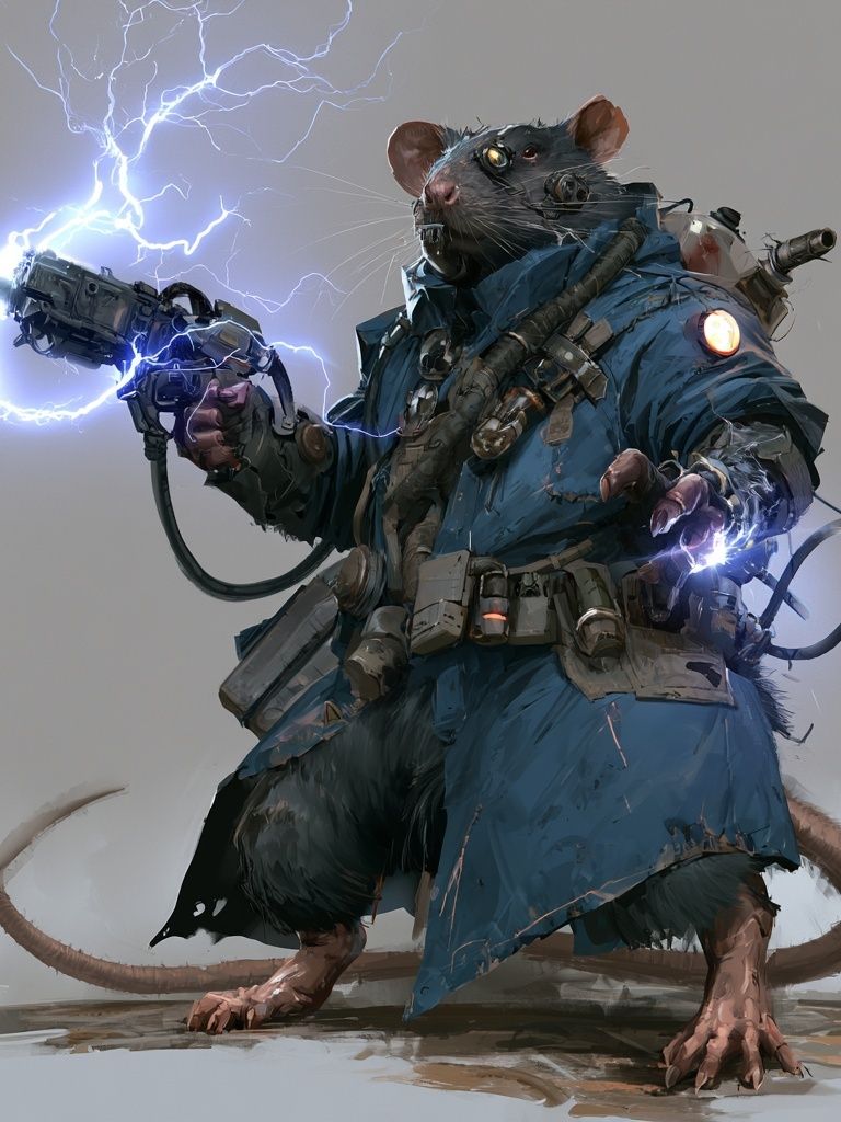 Cyberpunk Rat Warrior Illustration Poster. poster detail