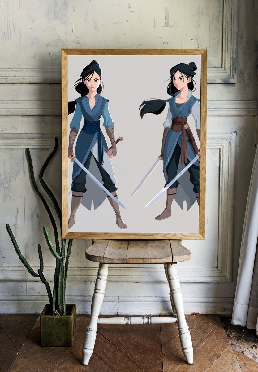 Dual Warrior Character Illustration Poster. room preview