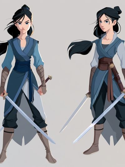 Dual Warrior Character Illustration Poster. poster