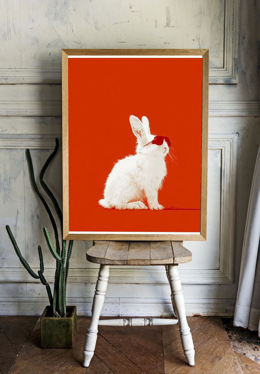 White Rabbit Pop Art Poster. room preview