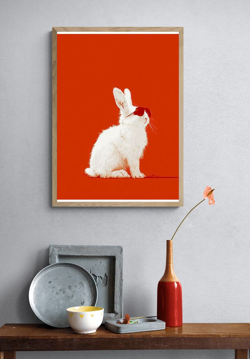 White Rabbit Pop Art Poster. — room view 3