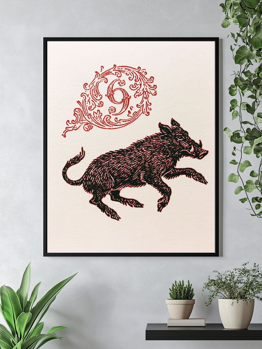 Boar Ornamental Ink Print. — room view 4