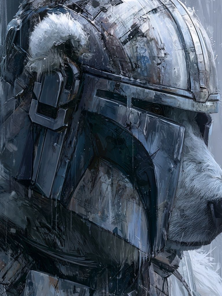 Polar Bear Helmet Portrait Print. poster detail