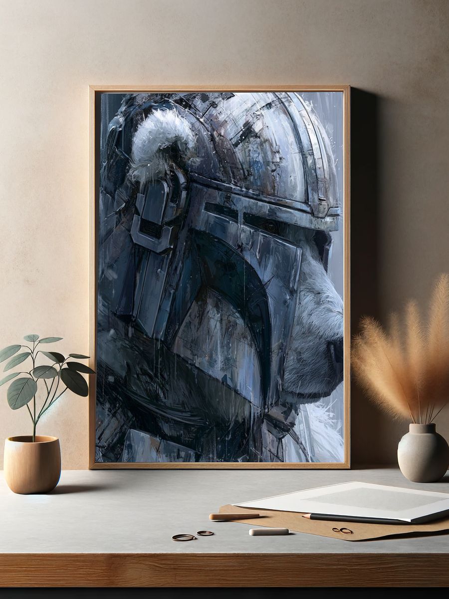 Polar Bear Helmet Portrait Print. — room view 2