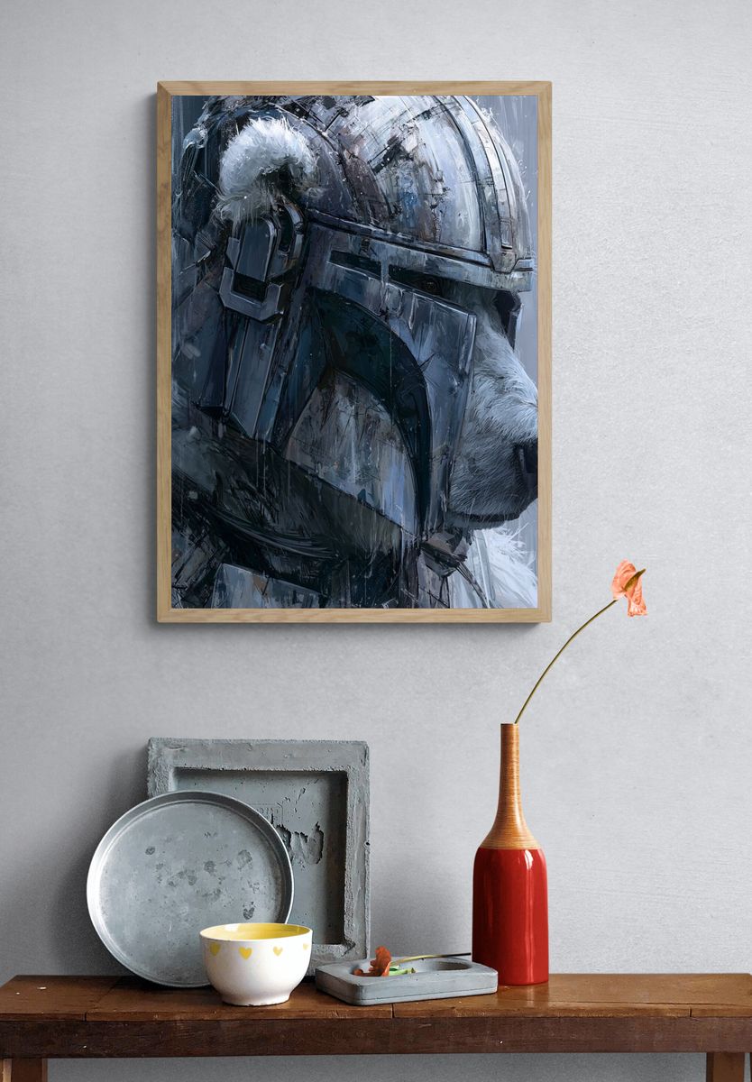 Polar Bear Helmet Portrait Print. — room view 3