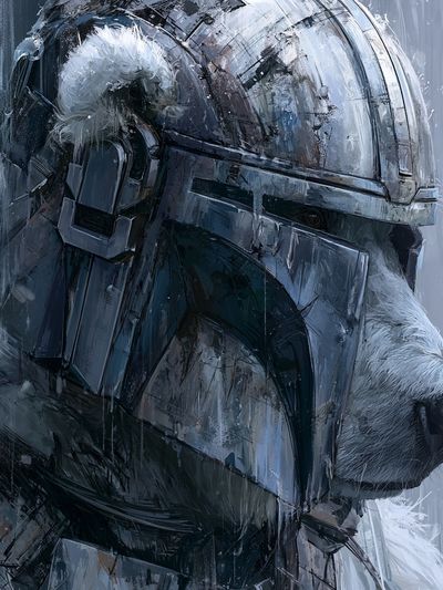 Polar Bear Helmet Portrait Print.