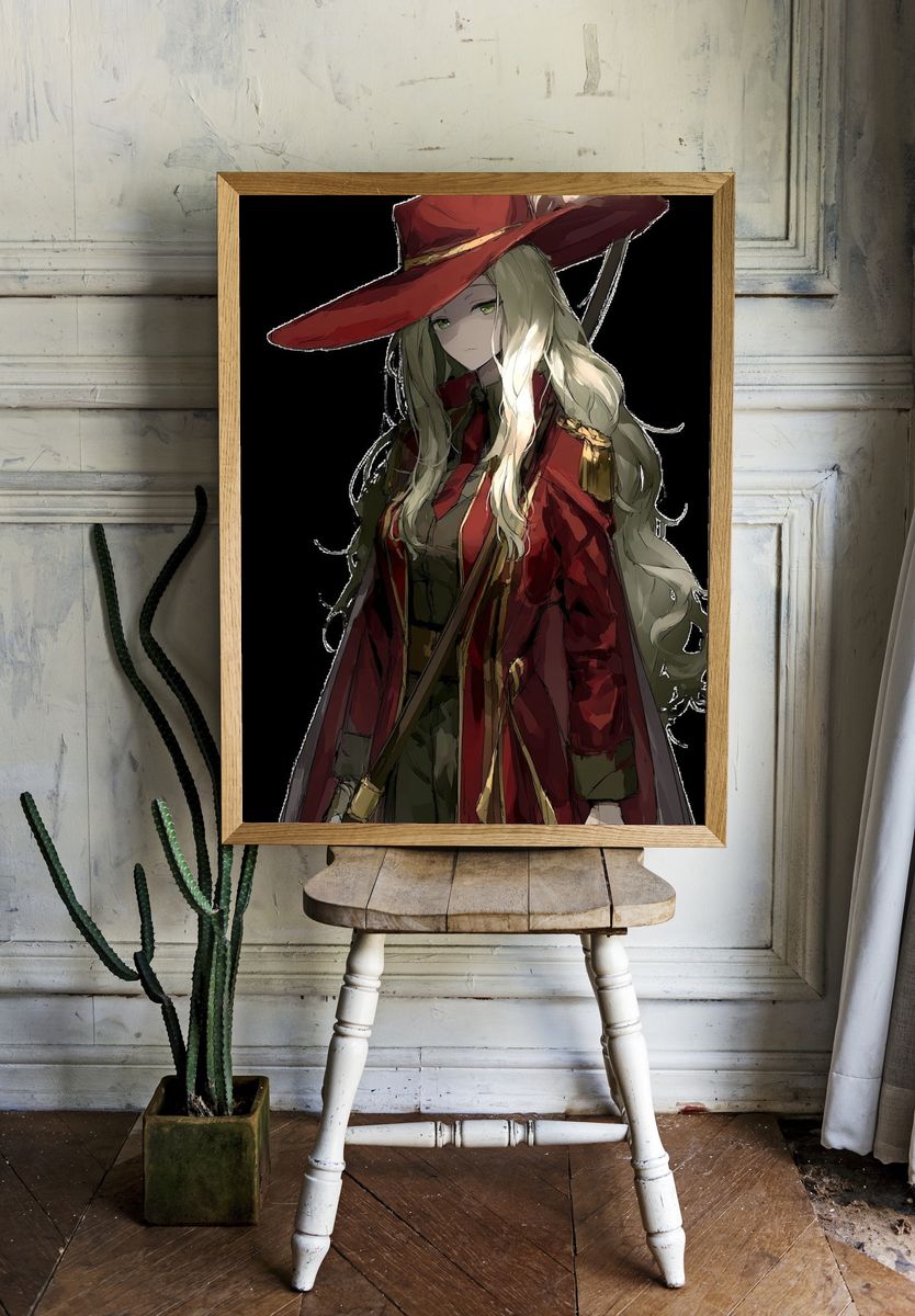 Red-Hat Anime Girl Poster. — room view 1