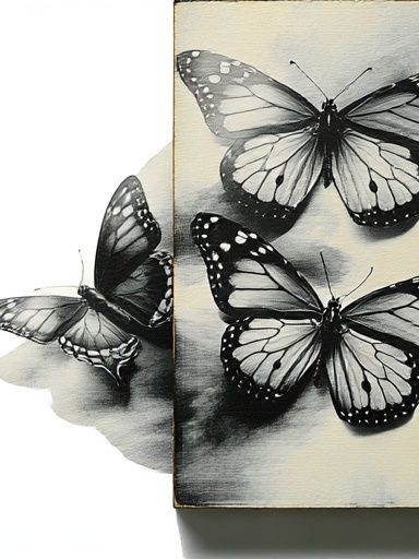 Monochrome Butterfly Study Print. poster detail