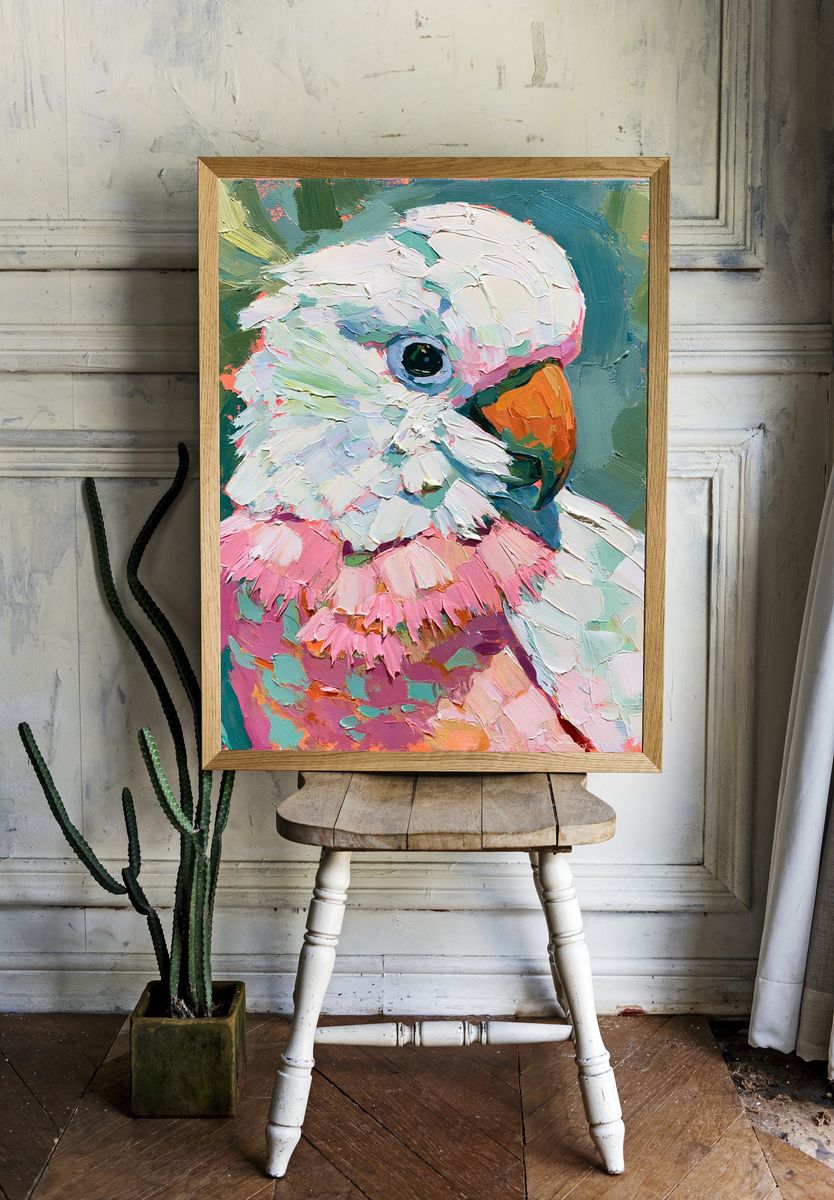 Colorful Parrot Portrait Poster. — room view 1