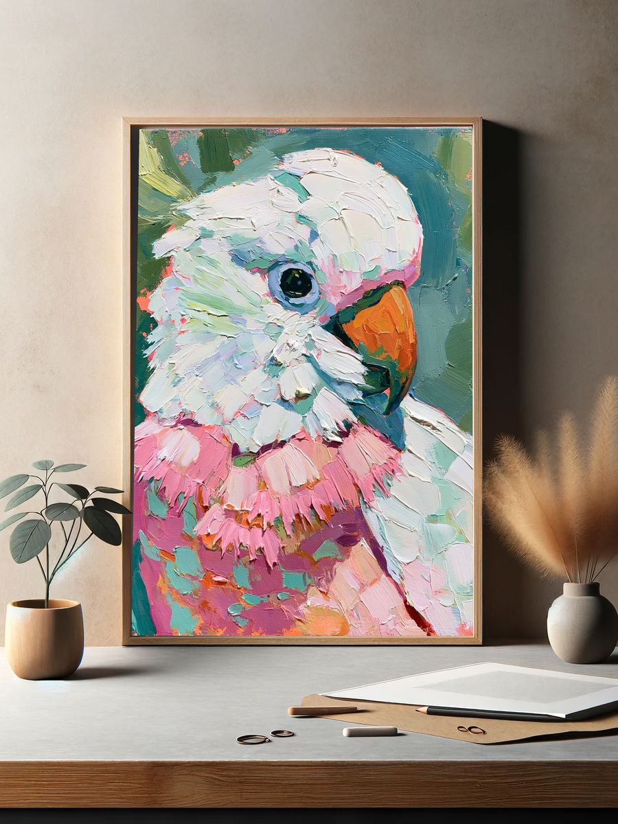Colorful Parrot Portrait Poster. — room view 2